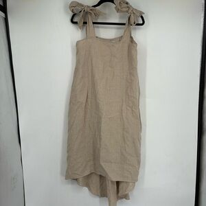 LJC Designs XL 100% Linen Tie Shoulder Midi Dress Summer Sun beach Resort Vaca